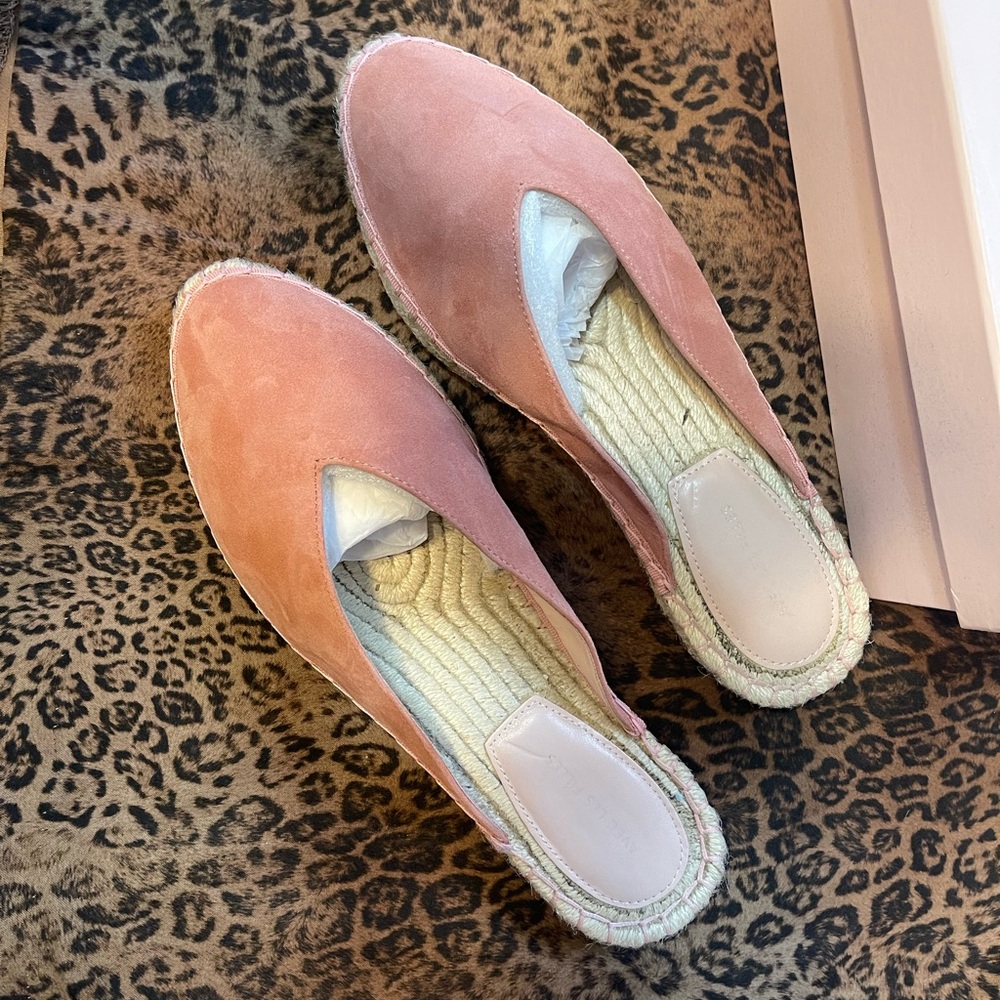 NIB Avec Les Filles Val suede espadrille mule slides boho cottagecore vacation